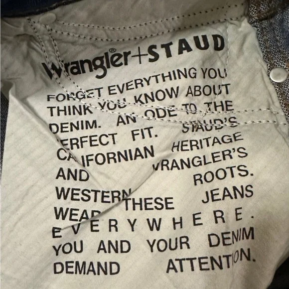 STAUD + WRANGLER THE STRAIGHT CUT JEAN DARK RINSE - Picture 4 of 8